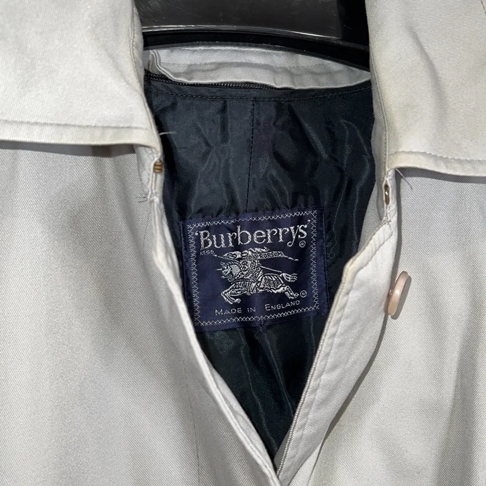 Burberry Sz 12L Vintage Burberrys Gray Trench Coat With Wool Zip Out Lining - Picture 10 of 16
